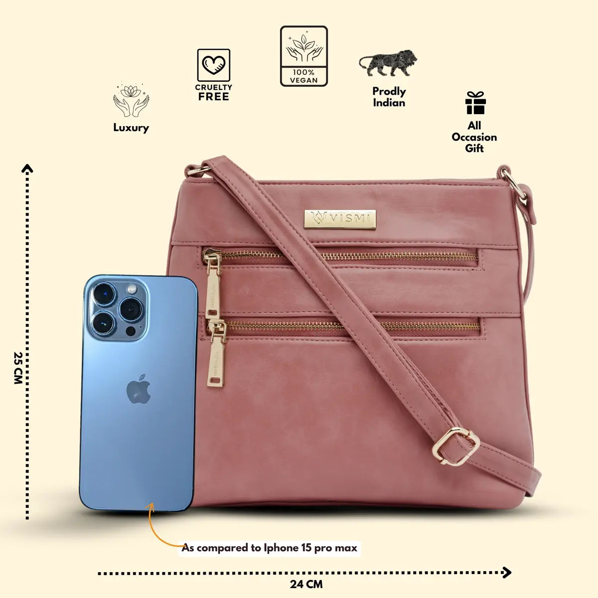 Timeless Versa Women's Sling Bag - Blush Pink