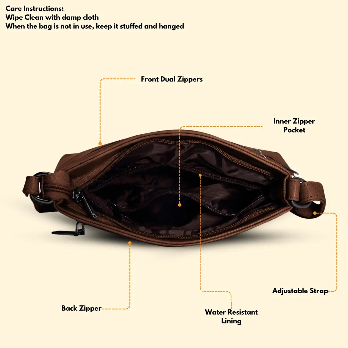 Timeless Versa Women's Sling Bag - Coffee Brown