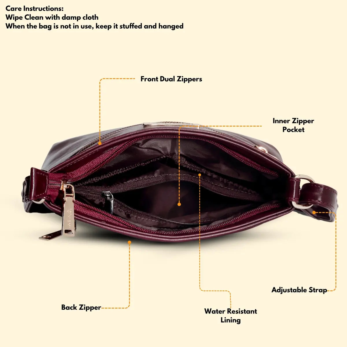 Timeless Versa Women's Sling Bag - Wine