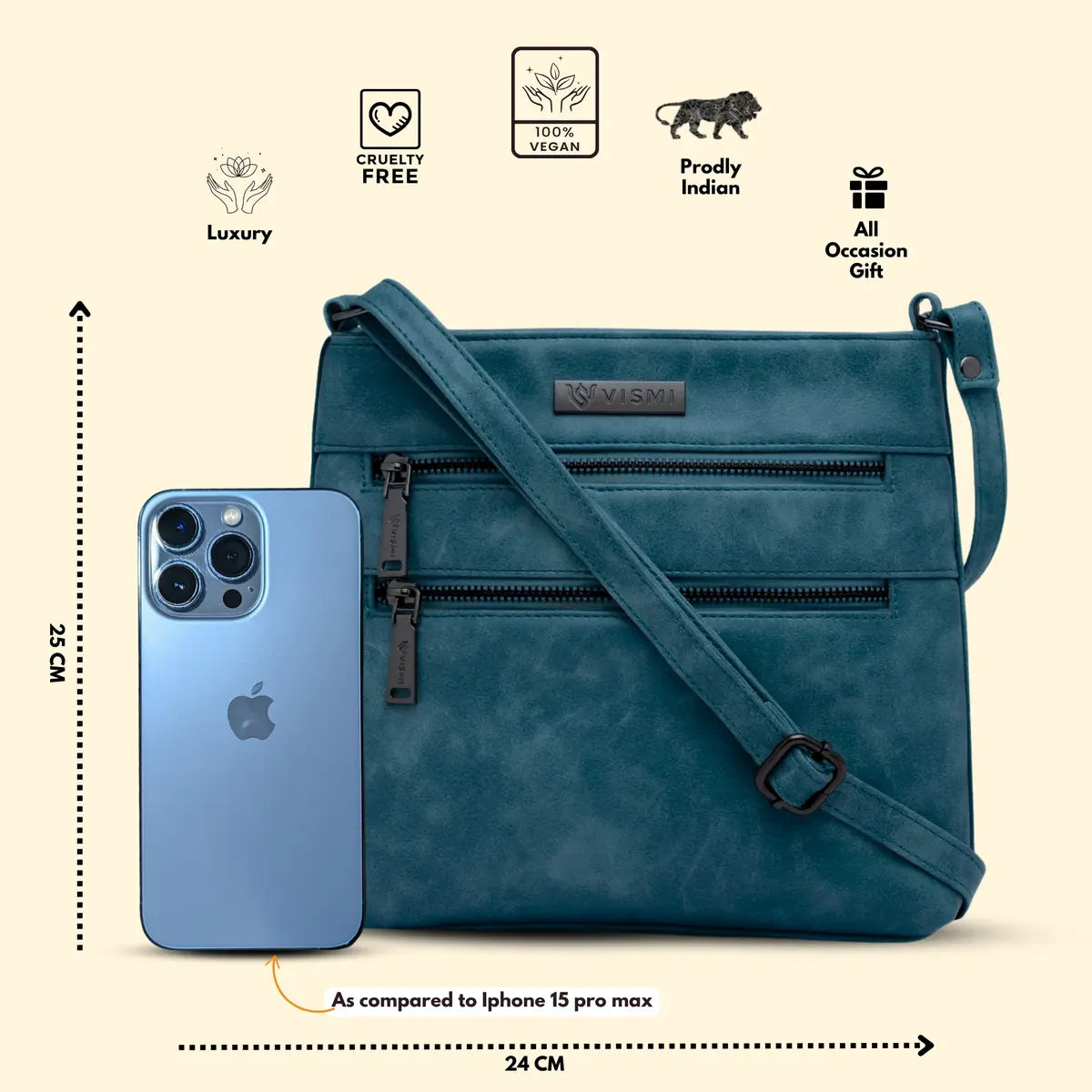 Timeless Versa Women's Sling Bag - Teal Blue