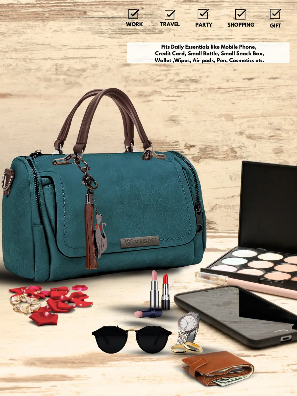 Timeless Mystique Satchel Handbag - Teal Blue