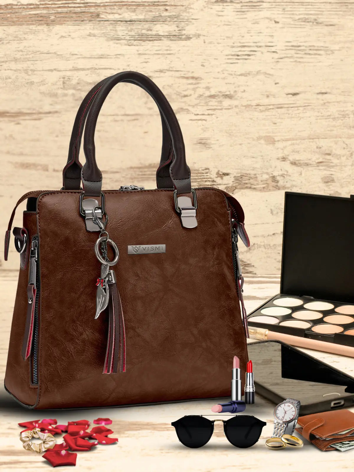 Timeless Elegance Satchel Handbag - Coffee Brown
