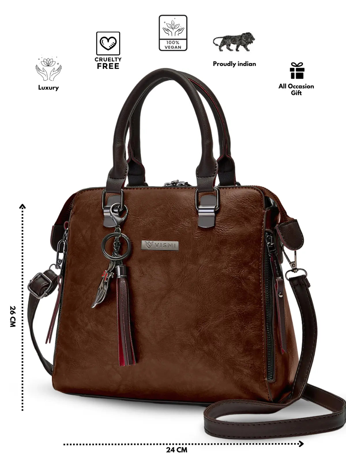 Timeless Elegance Satchel Handbag - Coffee Brown