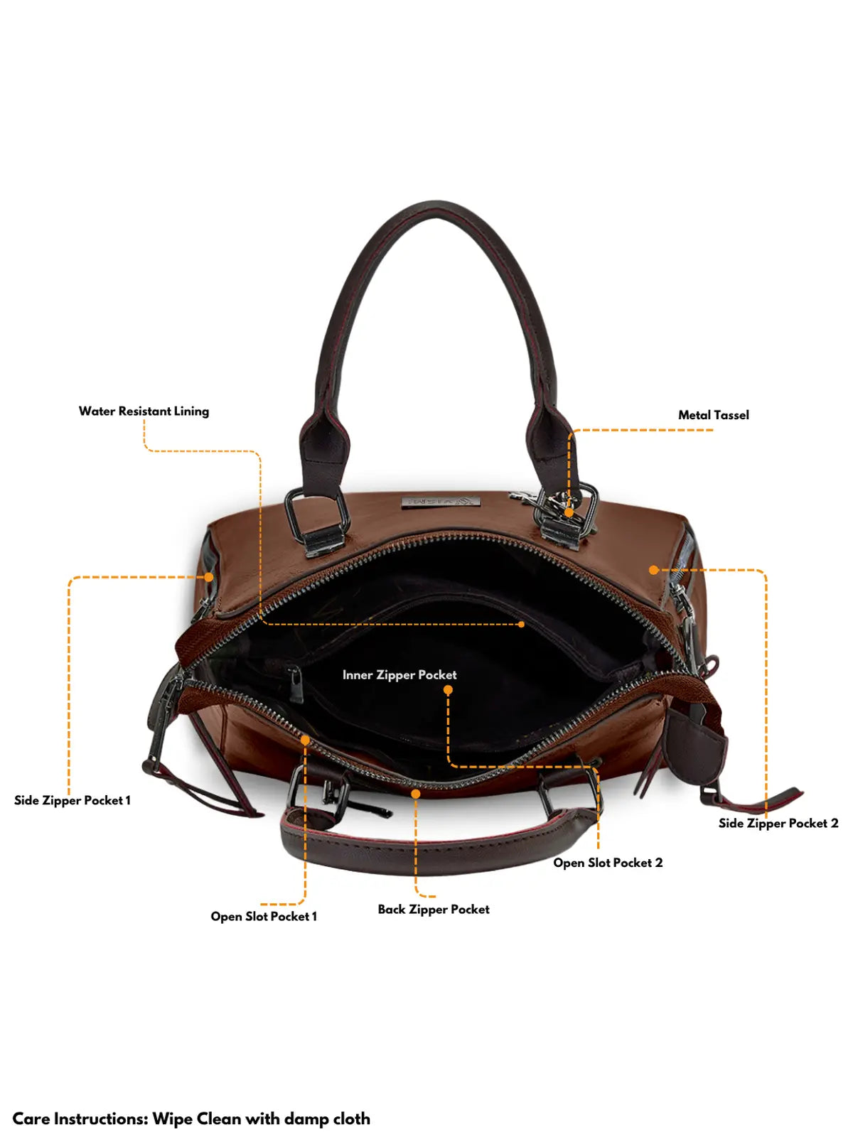 Timeless Elegance Satchel Handbag - Coffee Brown