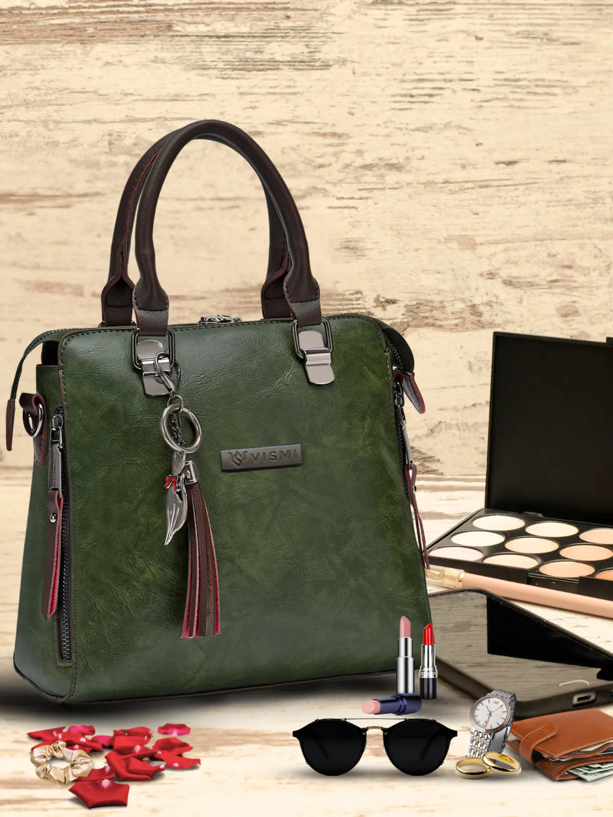 Timeless Elegance Satchel Handbag - Olive Green