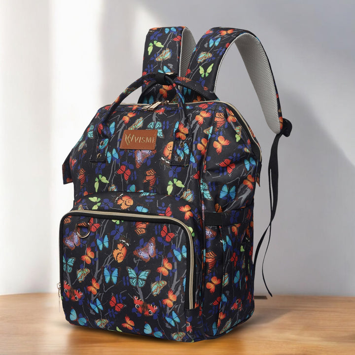 Snappy Zappy Backpack Diaper Bag - Butterfly Black