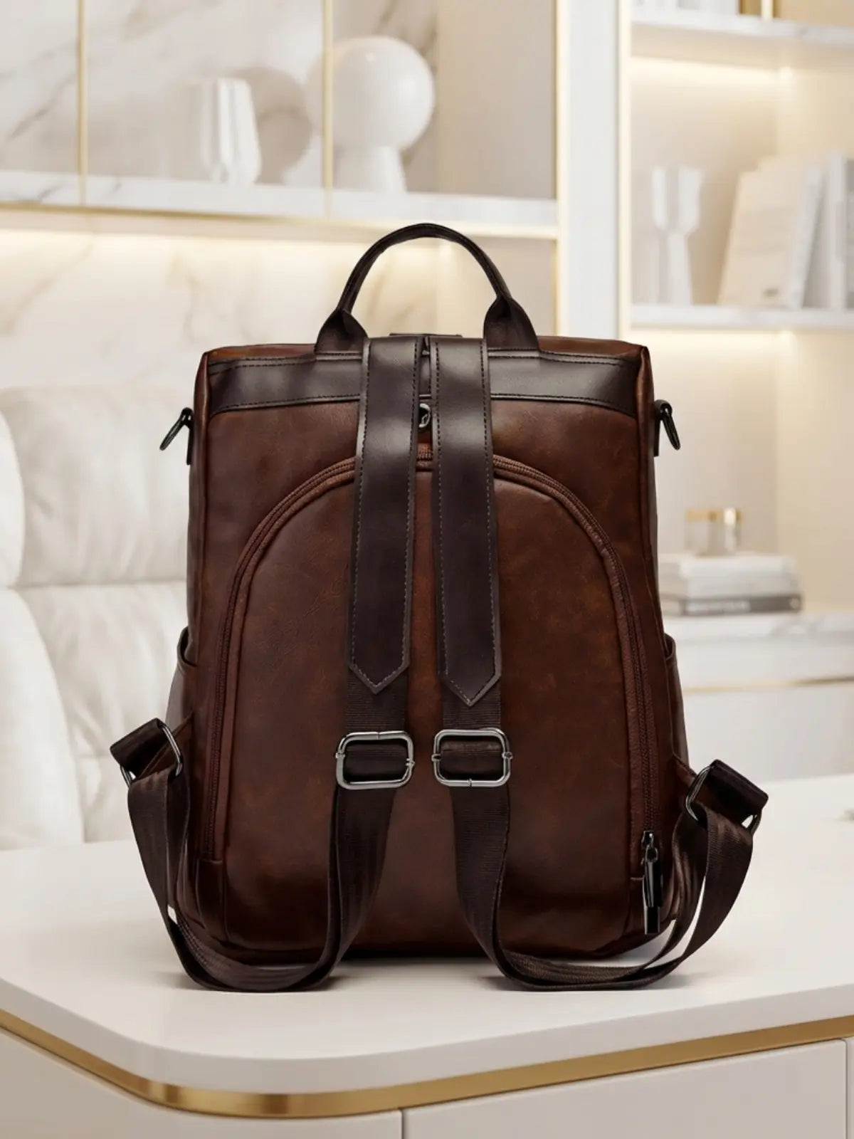 Timeless Aura Women Backpack Handbag - Coffee Brown