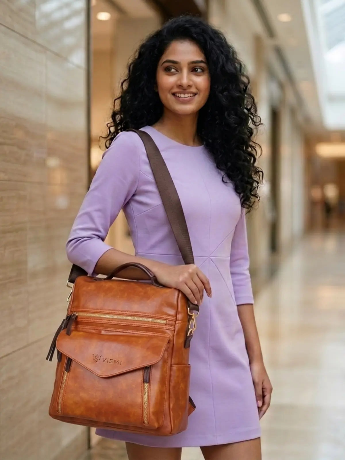 Timeless Shine Women Backpack - Tan