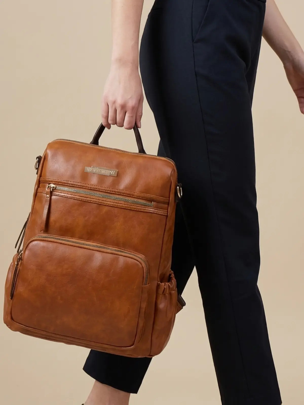 Timeless Diva Women Laptop Backpack - Tan