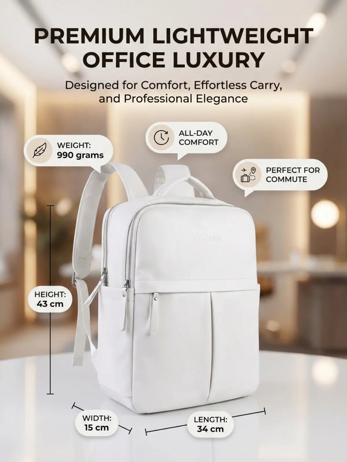 Timeless Voyager Laptop Backpack - White
