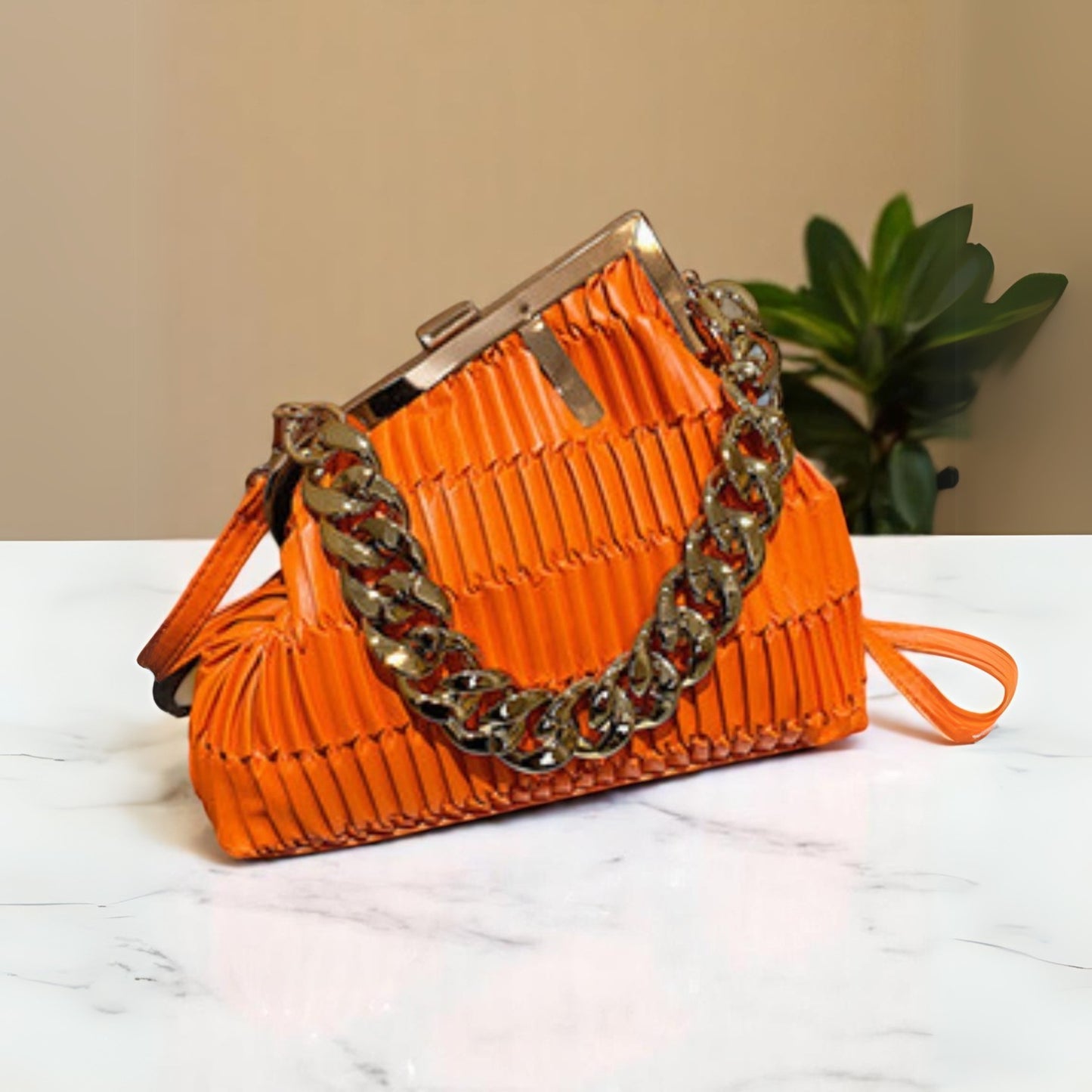 Fashionista Hobo Shoulder Bag- Orange