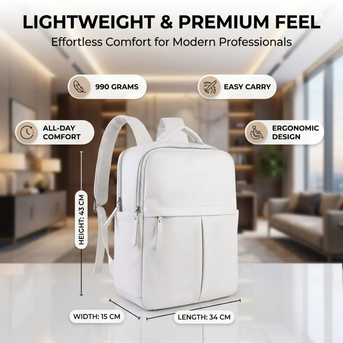 Timeless Voyager Laptop Backpack - White