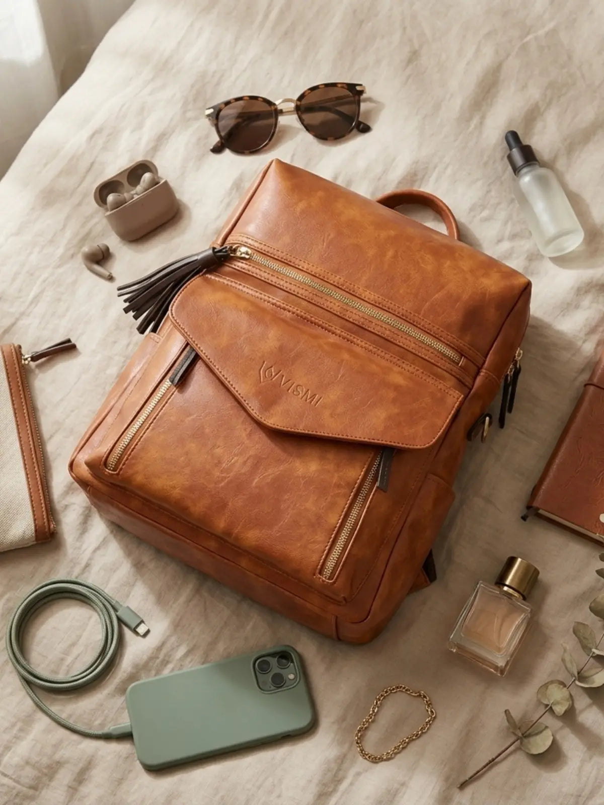 Timeless Shine Women Backpack - Tan