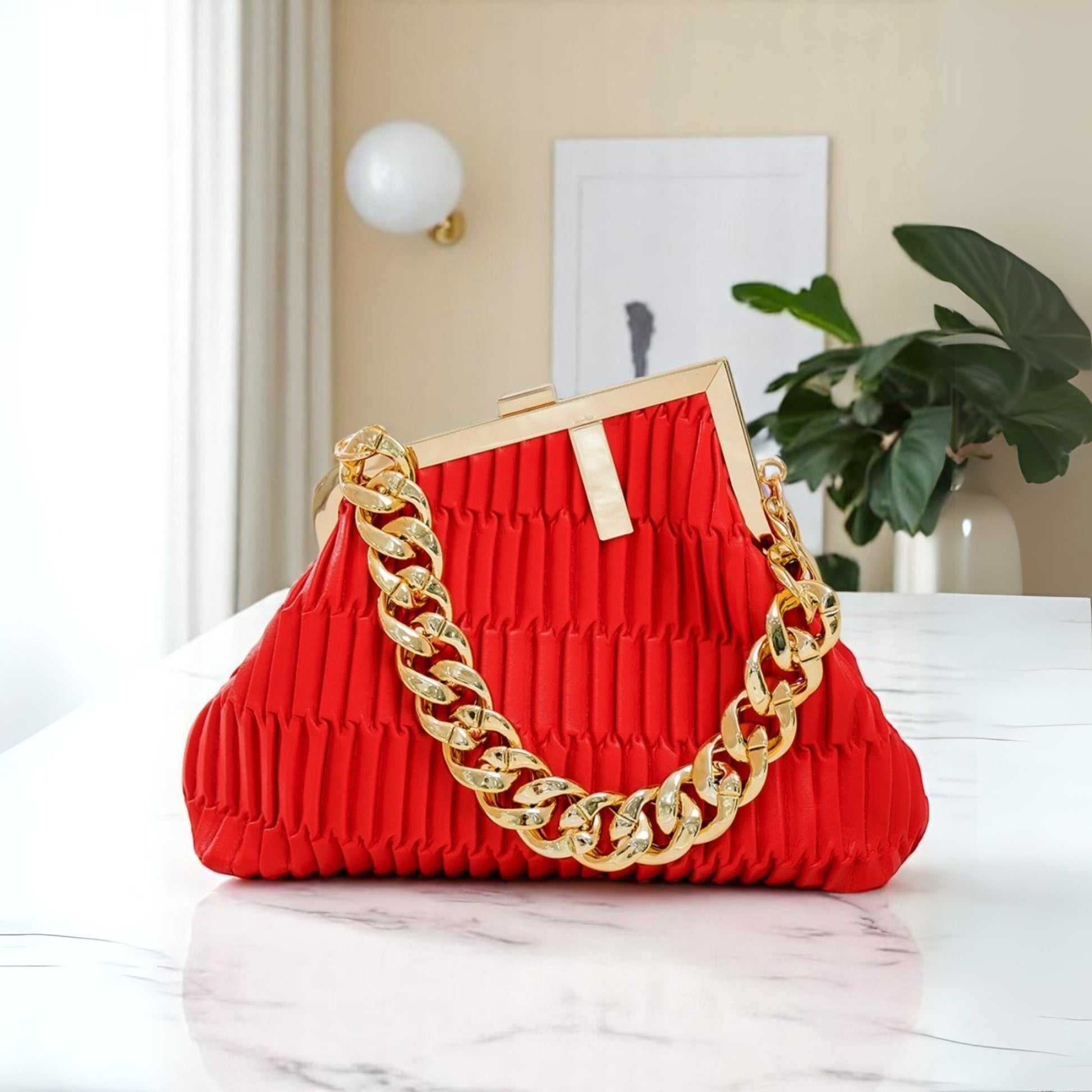 Fashionista Hobo Shoulder Bag- Red