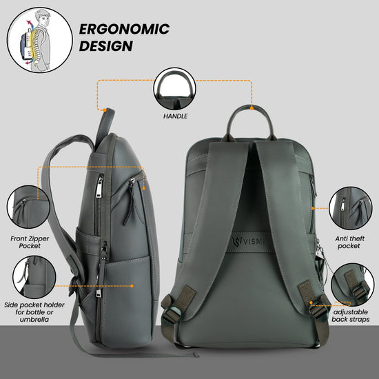 VISMIINTREND Executive Laptop Backpack - Grey