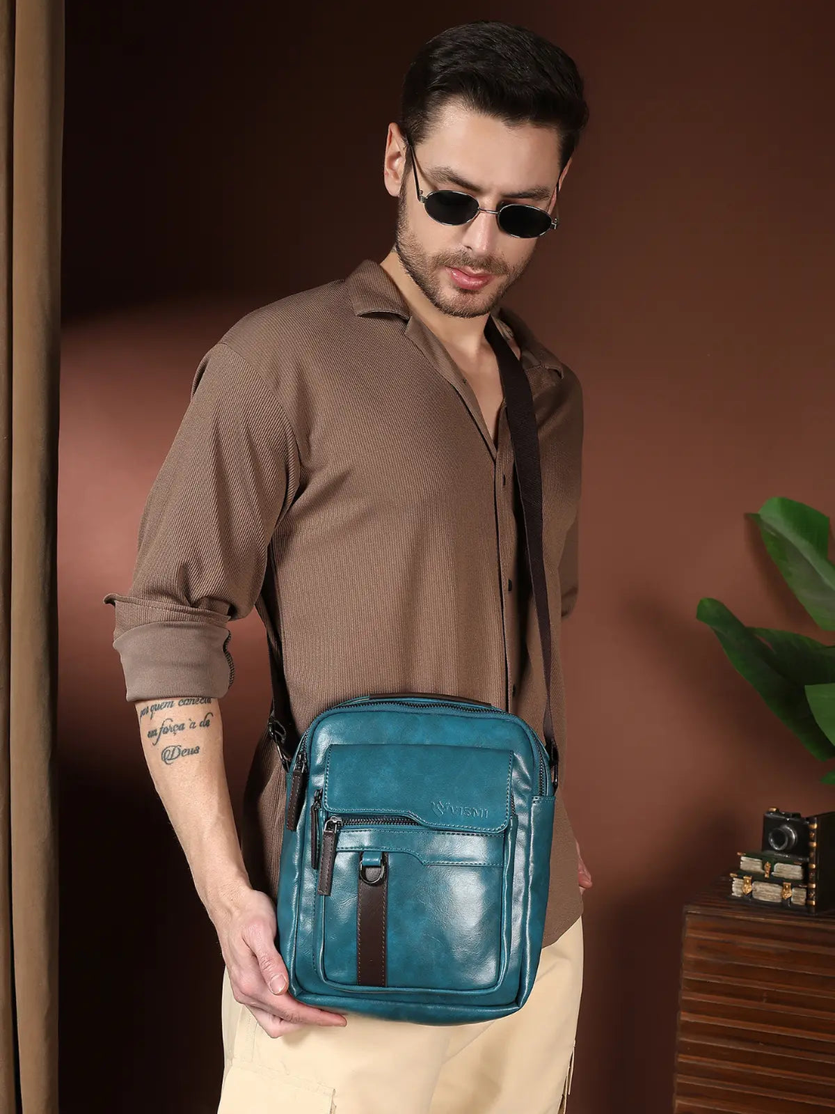 Timeless Alpha Men's Messenger Bag - Teal Blue