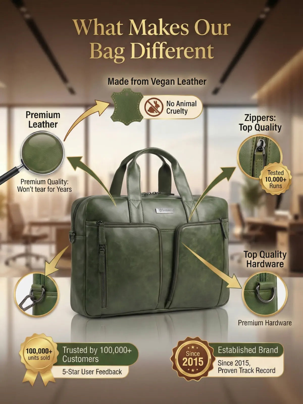 Timeless Orbit Laptop Bag - Olive Green
