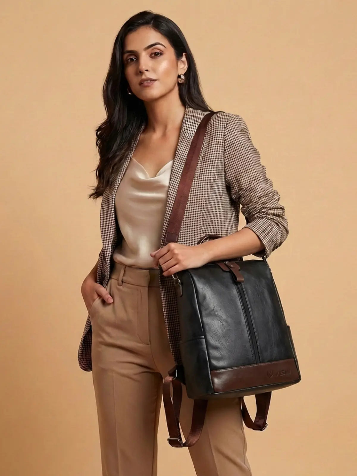Timeless Aura Women Backpack Handbag - Black