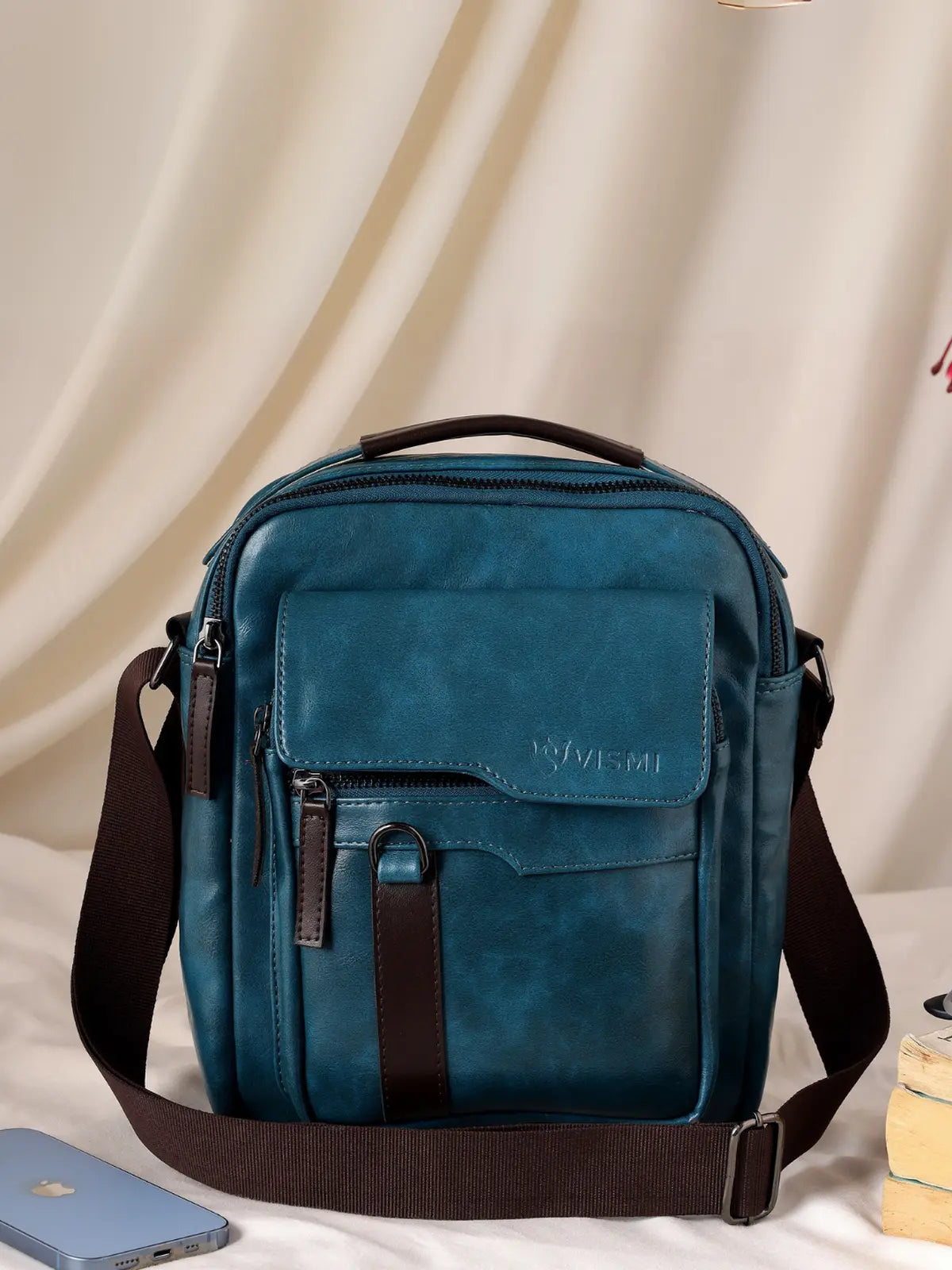 Timeless Alpha Men's Messenger Bag - Teal Blue