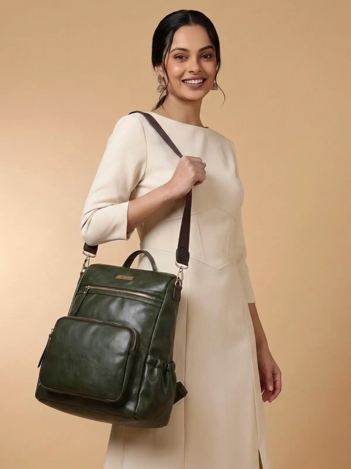 Timeless Diva Women Laptop Backpack - Olive Green