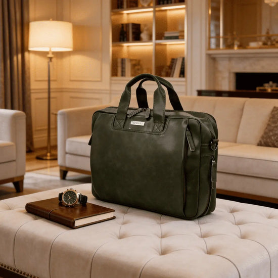 Timeless Urban Laptop Messenger Briefcase Bag - Olive Green