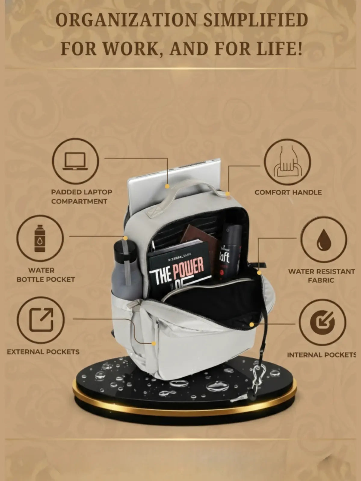 Everyday Essentials Travel Laptop Backpack - Grey
