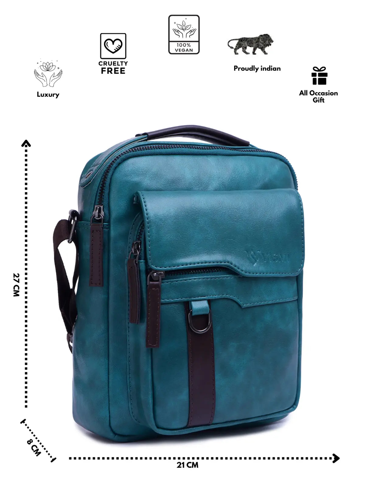 Timeless Alpha Men's Messenger Bag - Teal Blue