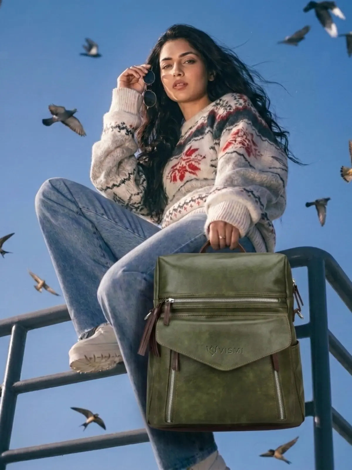 Timeless Shine Women Backpack - Green