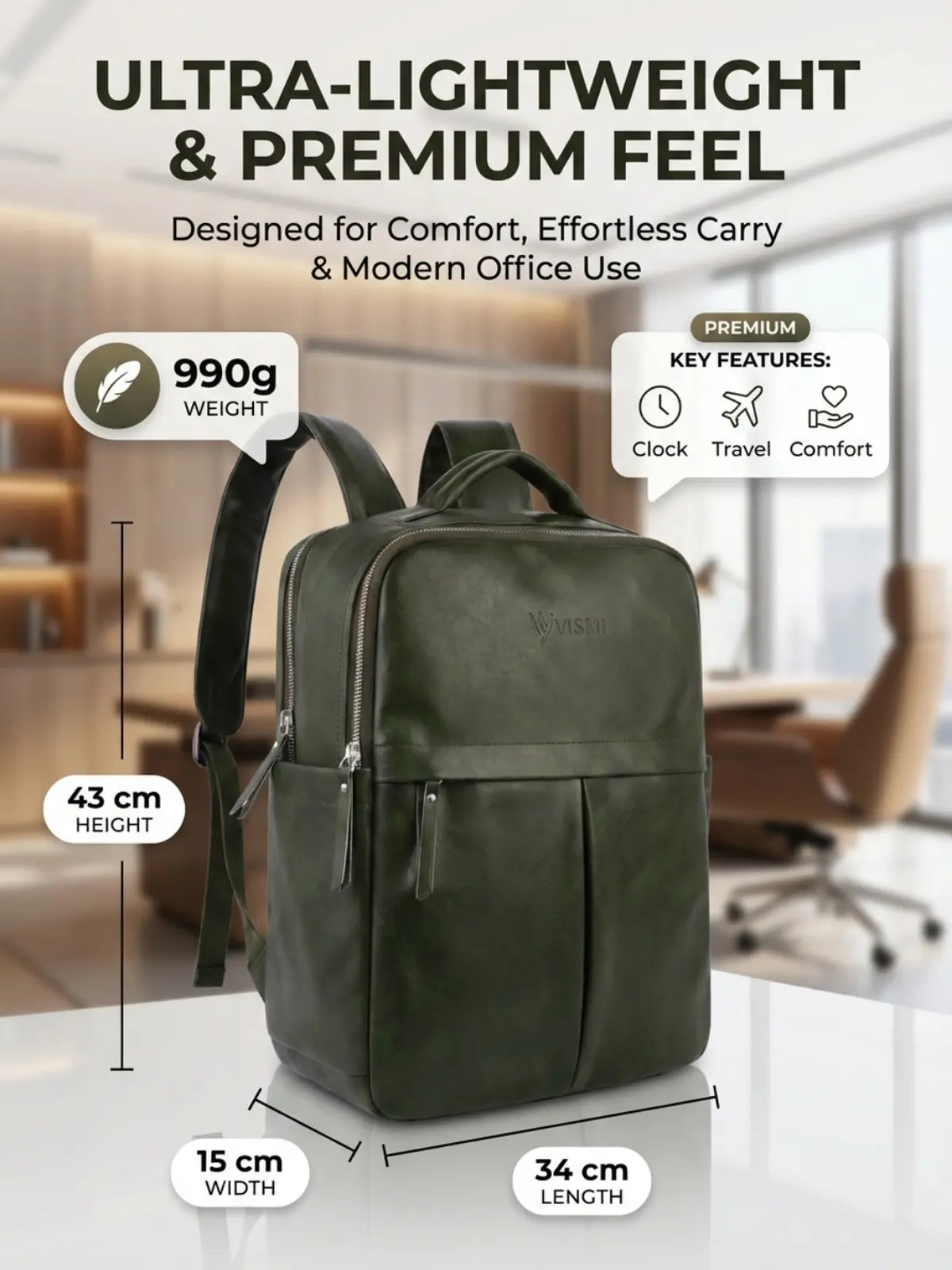 Timeless Voyager Laptop Backpack - Olive Green