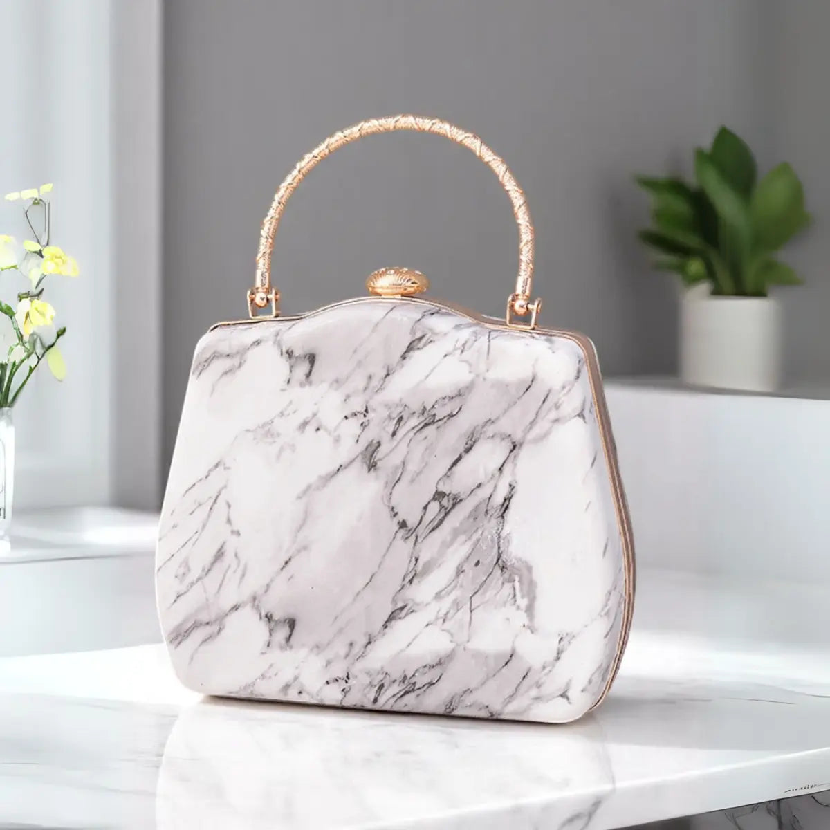 Marble Evening Bag- White