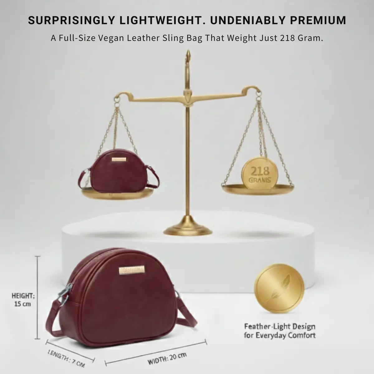 Women’s vegan leather crossbody sling bag with an adjustable strap and zippered compartments