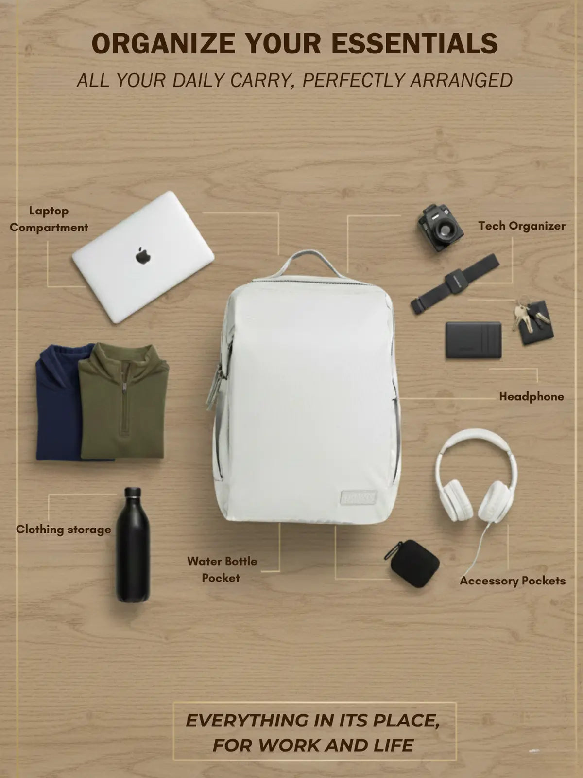 Everyday Essentials Travel Laptop Backpack - Grey