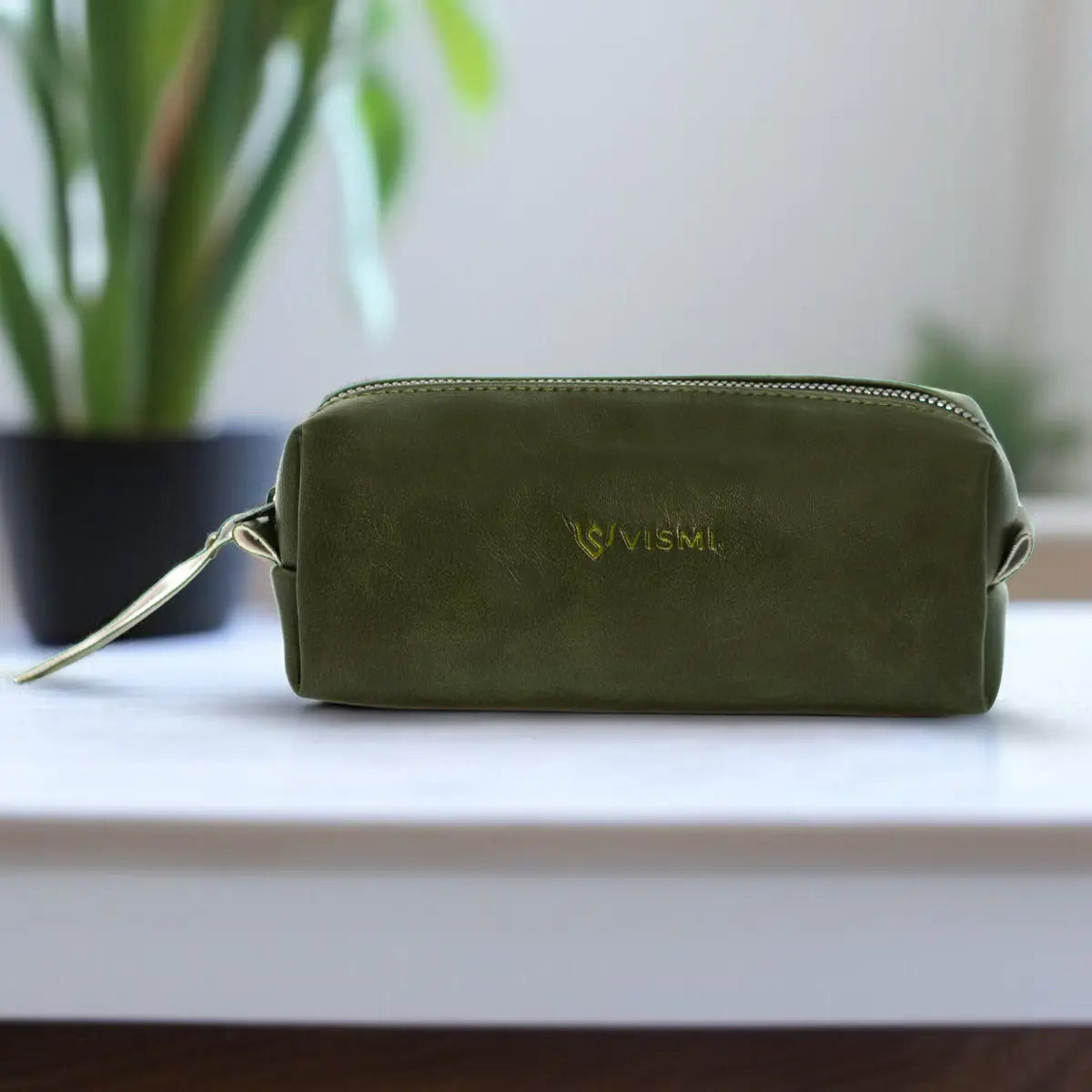 Timeless Leather Round Coin Pouch - Olive Green