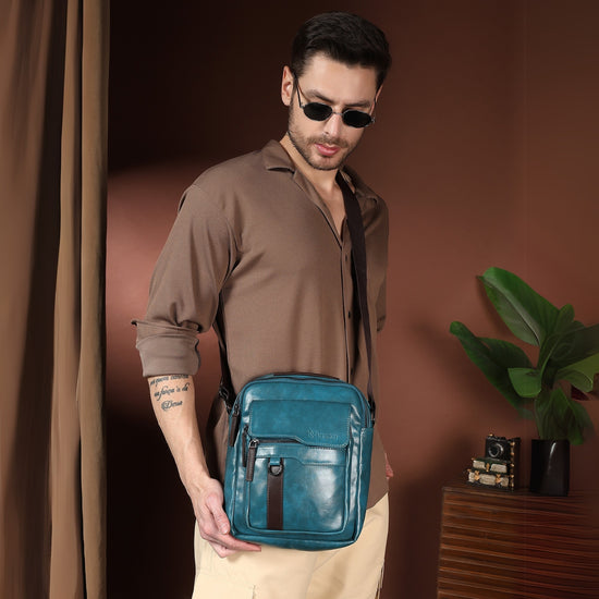 Timeless Alpha Men's Messenger Bag - Teal Blue