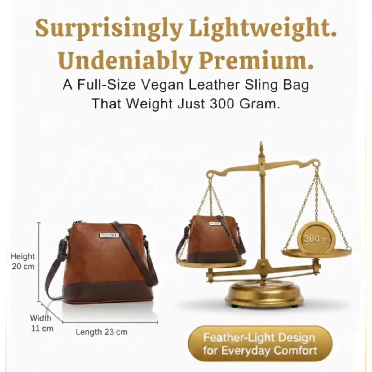 Timeless Luxe Women's Sling Bag - Tan