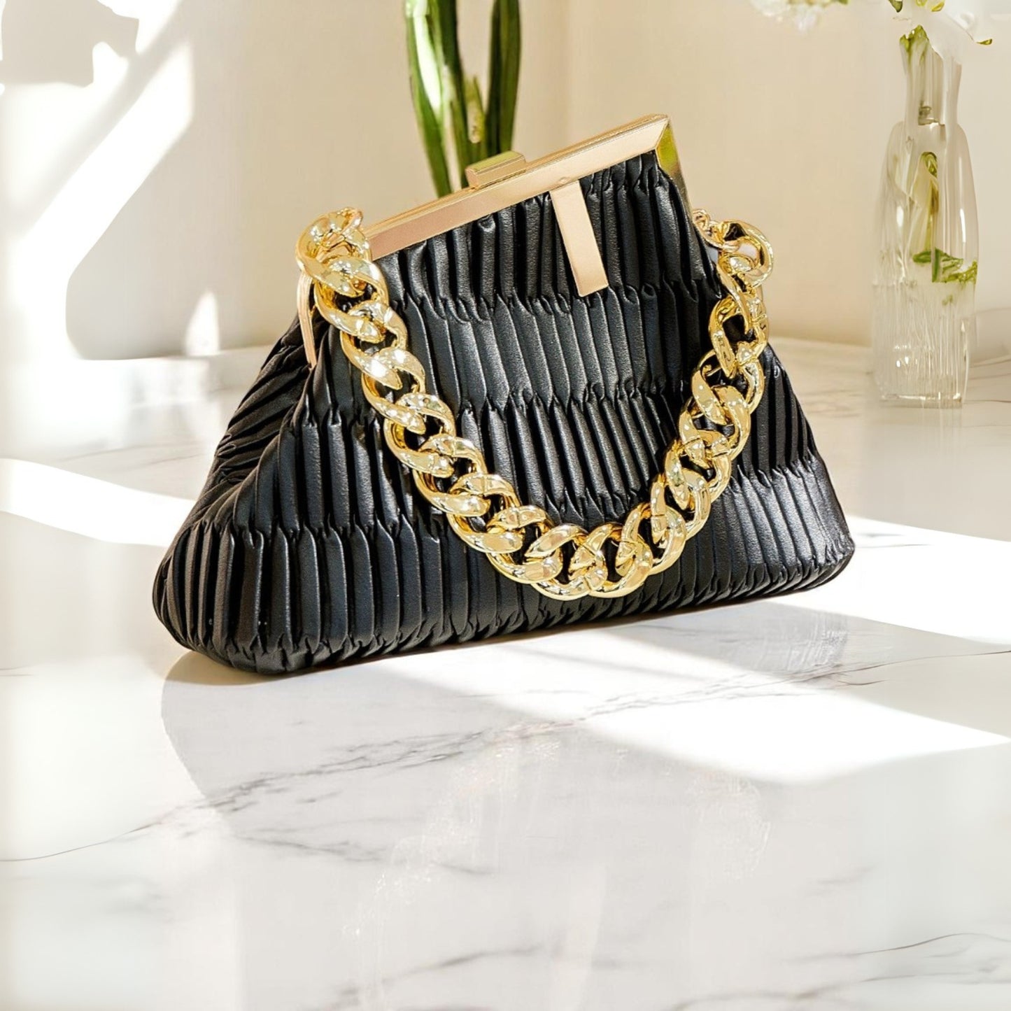 Fashionista Hobo Shoulder Bag- Black