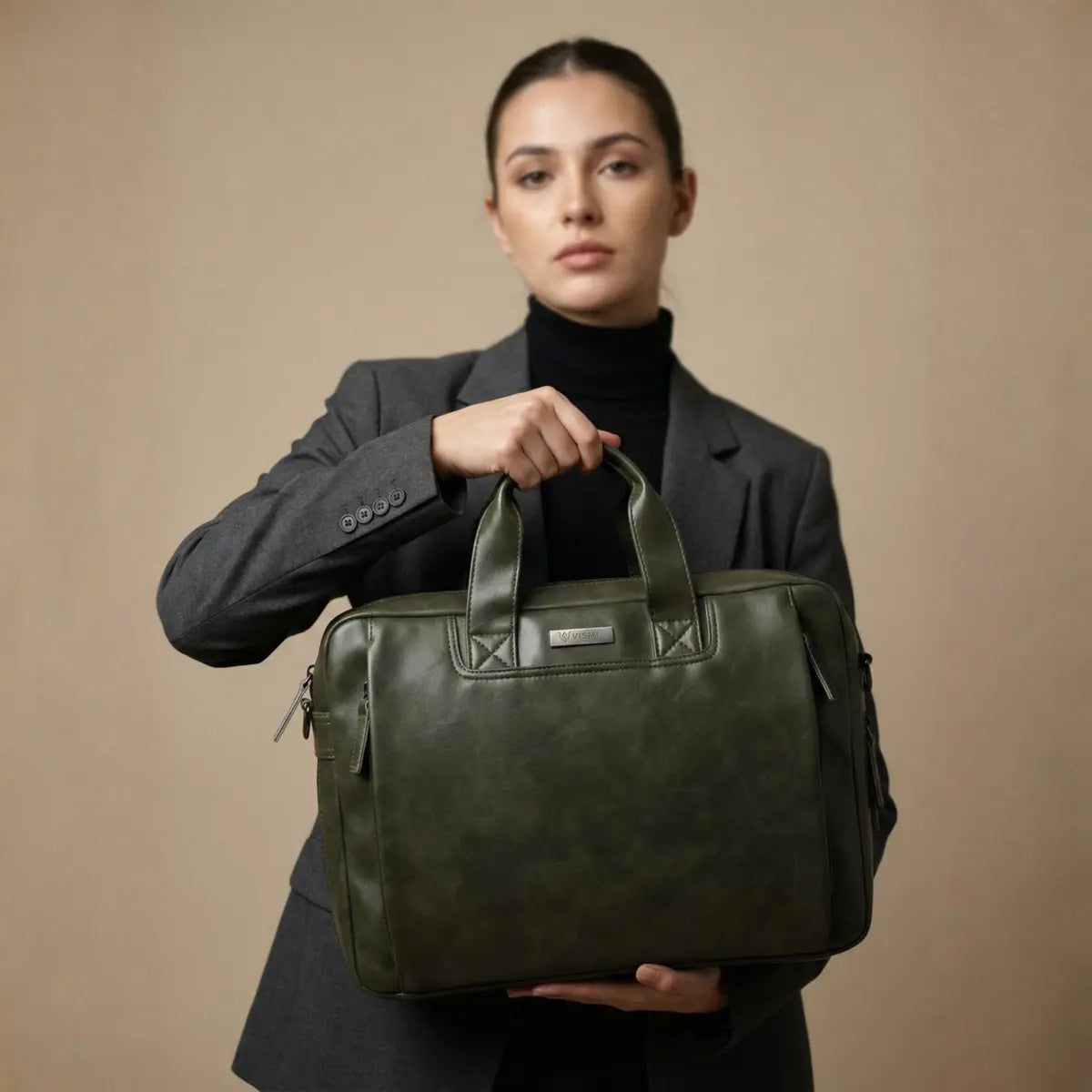 Timeless Urban Laptop Messenger Briefcase Bag - Olive Green