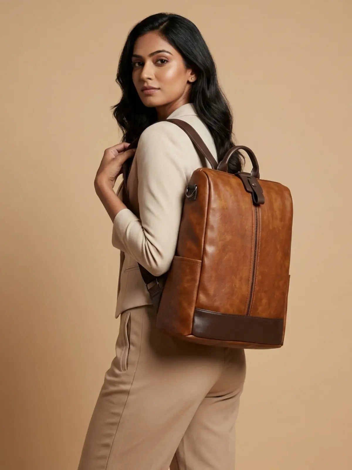 Buy Tan Stylish Backpack Handbag for Women – Premium Leather