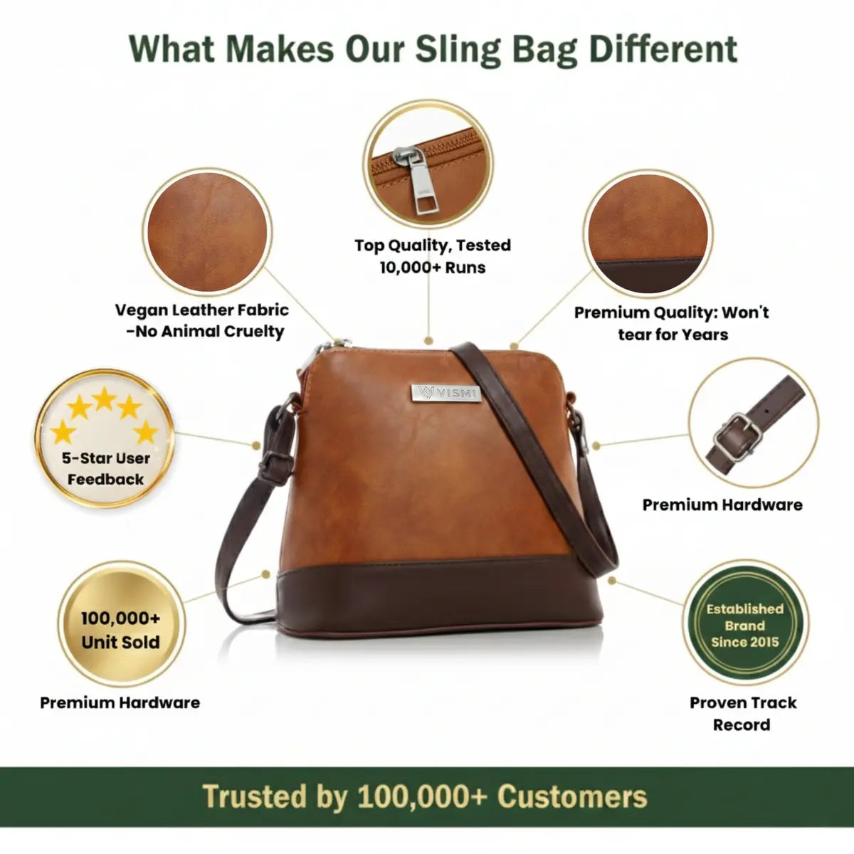 Timeless Luxe Women's Sling Bag - Tan