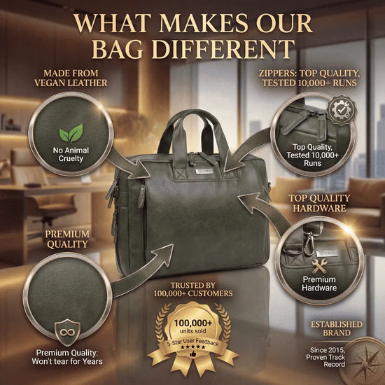 Timeless Urban Laptop Messenger Briefcase Bag - Olive Green