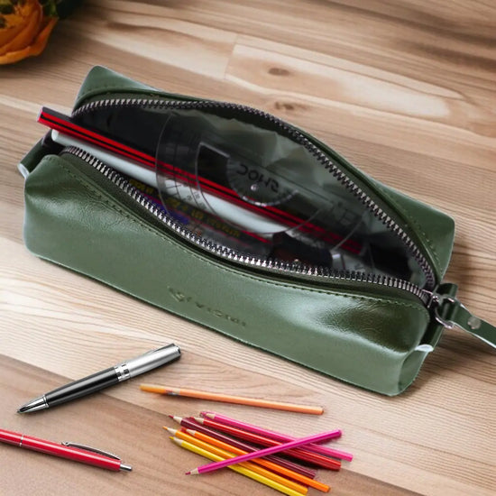Timeless Leather Round Coin Pouch - Olive Green