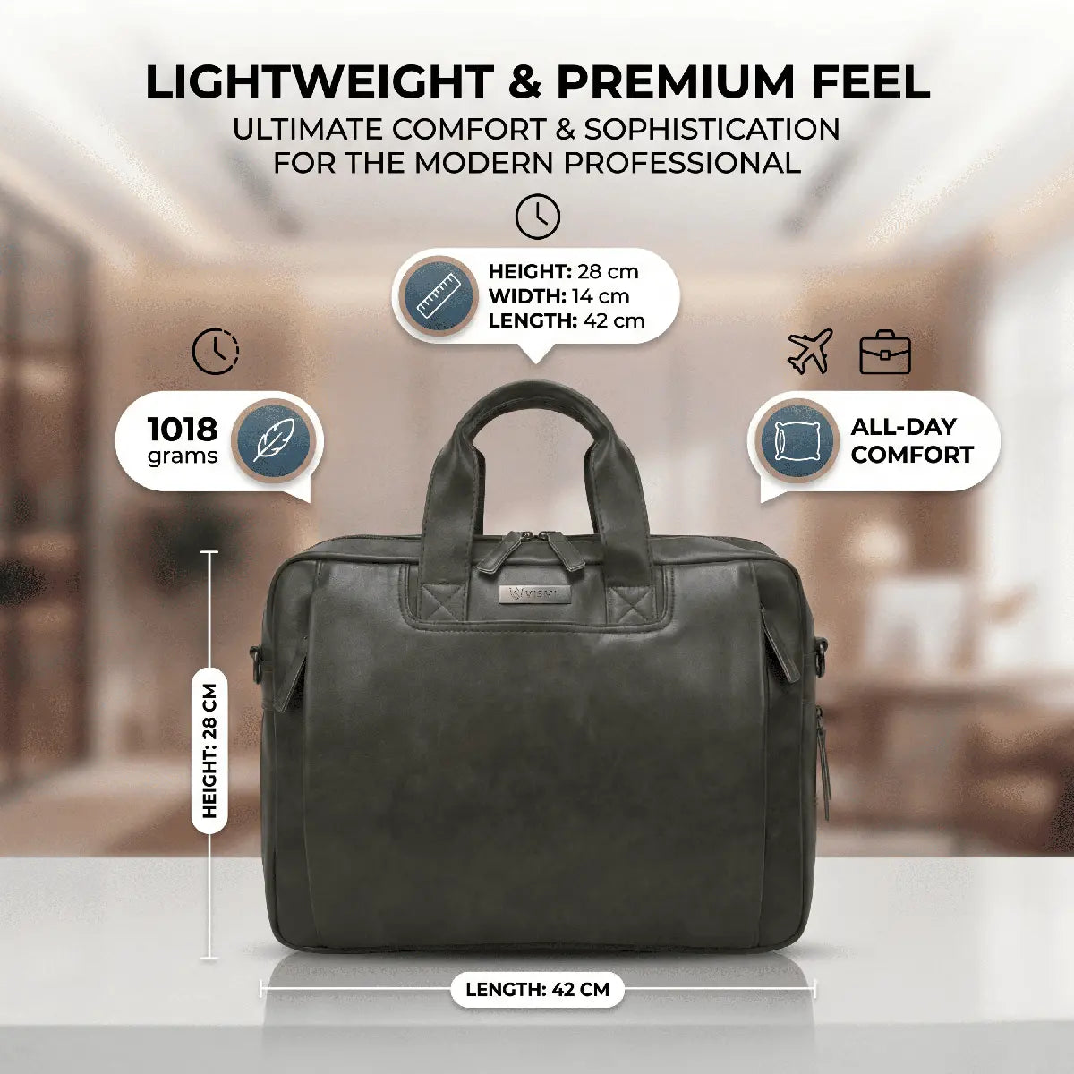 Timeless Urban Laptop Messenger Briefcase Bag - Olive Green