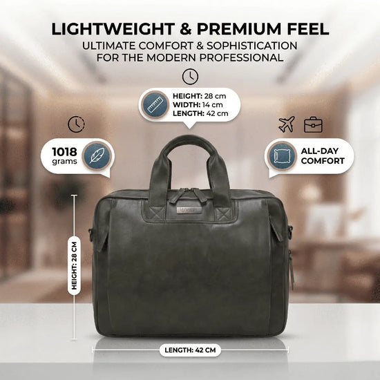 Timeless Urban Laptop Messenger Briefcase Bag - Olive Green