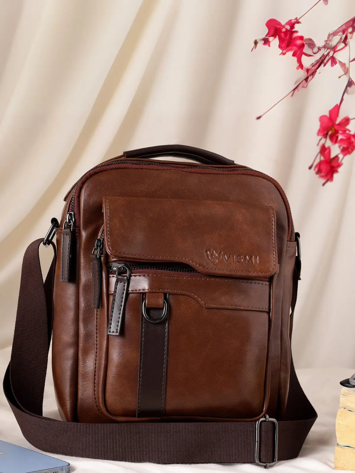 Timeless Alpha Men's Messenger Bag - Coffee Brown
