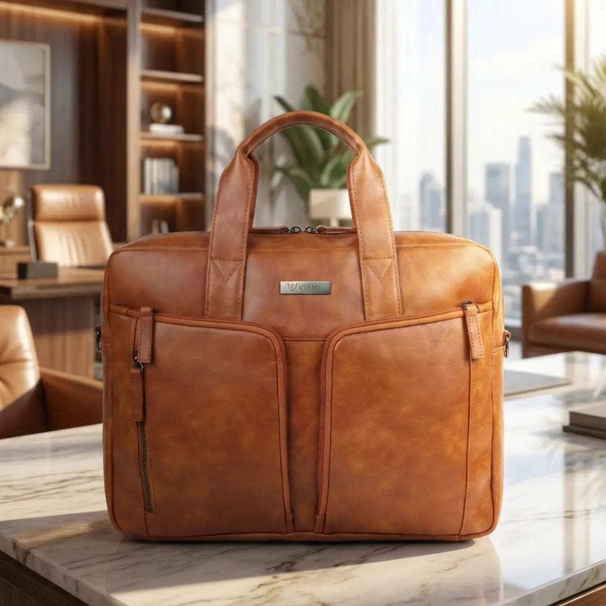 Timeless Orbit Laptop Messenger Bag - Tan