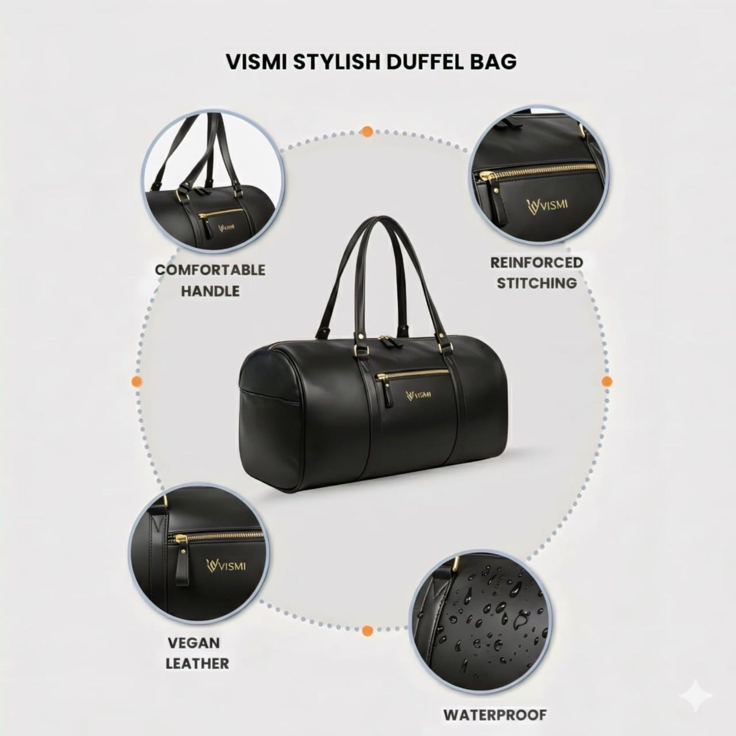 VISMIINTREND Travel Duffel Bags Premium Vegan Leather