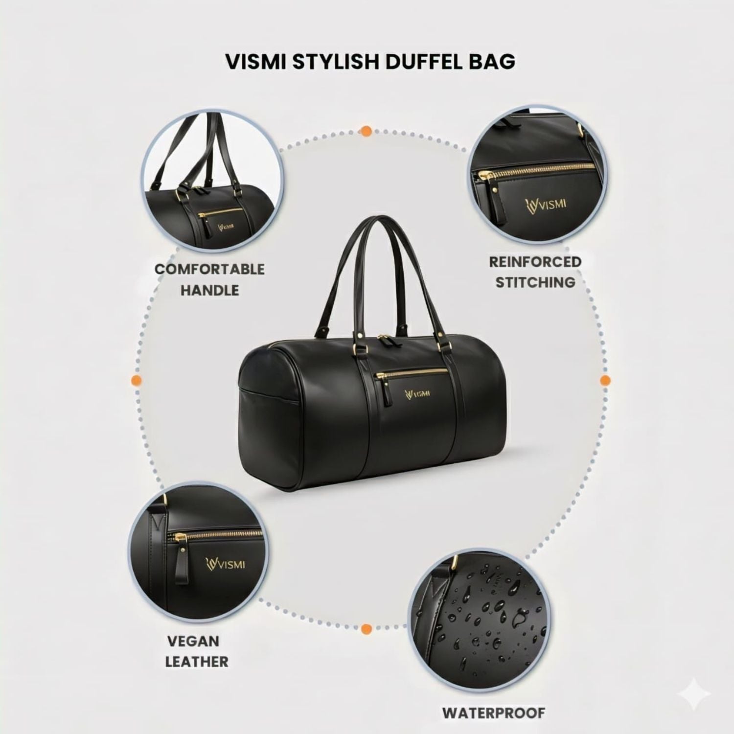 VISMIINTREND Travel Duffel Bags Premium Vegan Leather