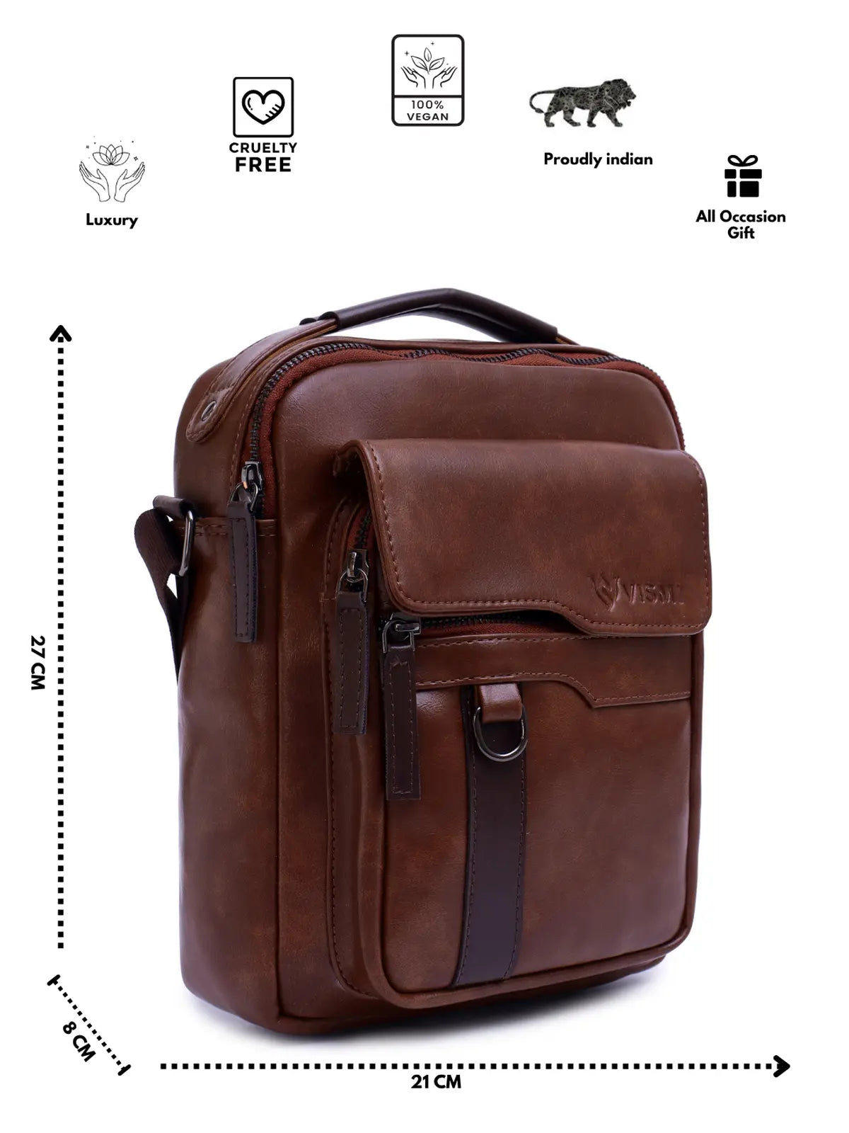 Timeless Alpha Men's Messenger Bag - Coffee Brown
