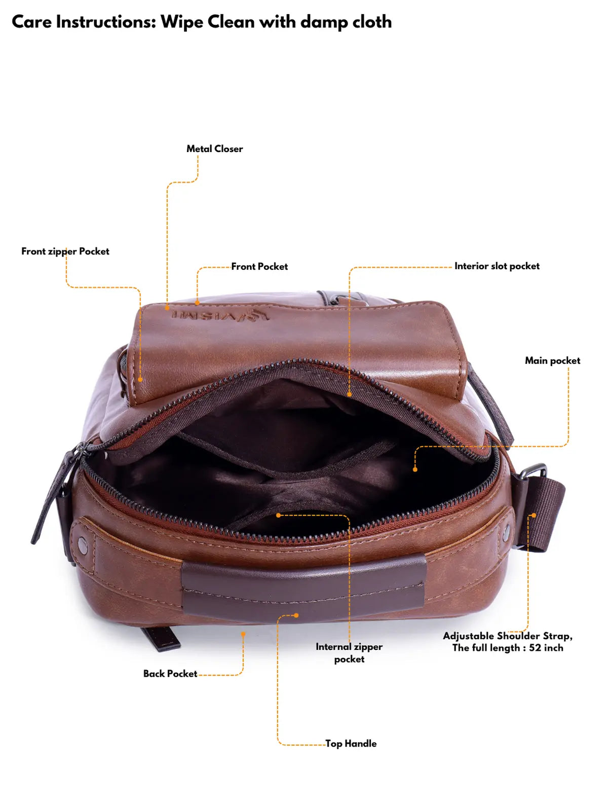 Timeless Alpha Men's Messenger Bag - Coffee Brown