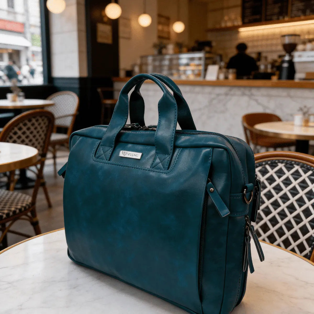 Timeless Urban Laptop Messenger Briefcase Bag - Teal Blue
